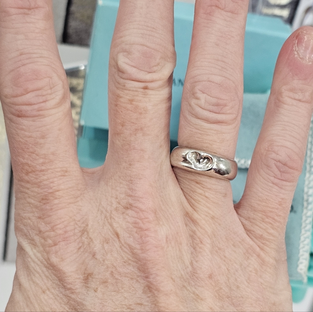💚Tiffany & Co. Curved Heart Elsa Peretti 925 Silver Vintage Ring SZ 6.25 💍 - Picture 11 of 17